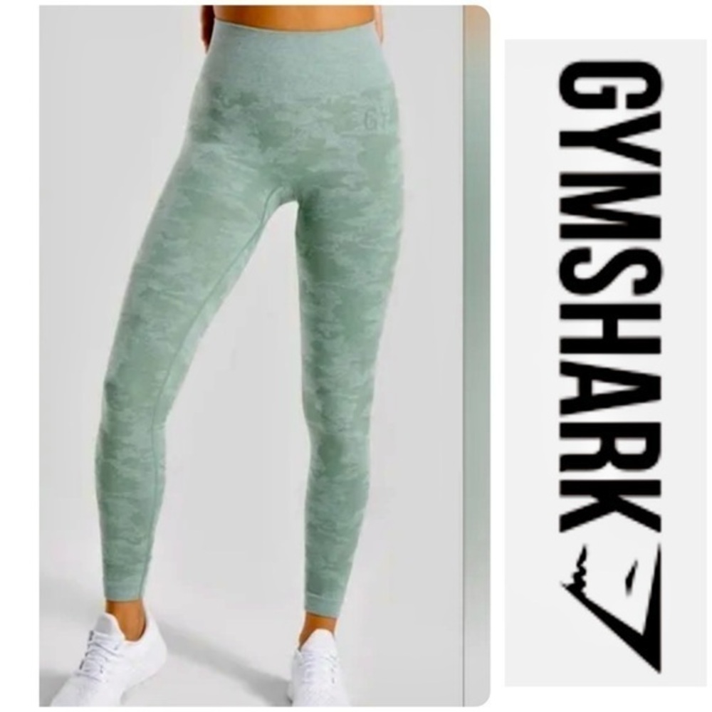 Gymshark Adapt Sage Green Camo Seamless Athletic Leggings - Picture 1 of 8